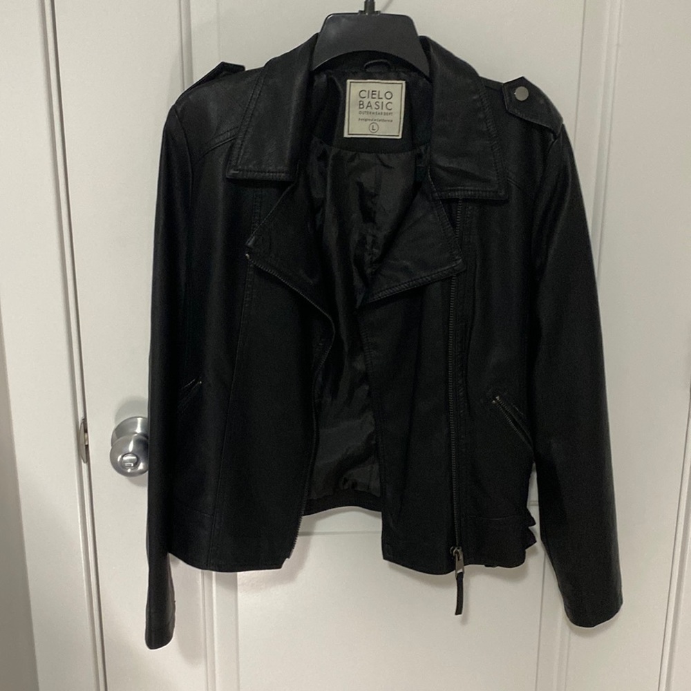 Black faux leather jacket